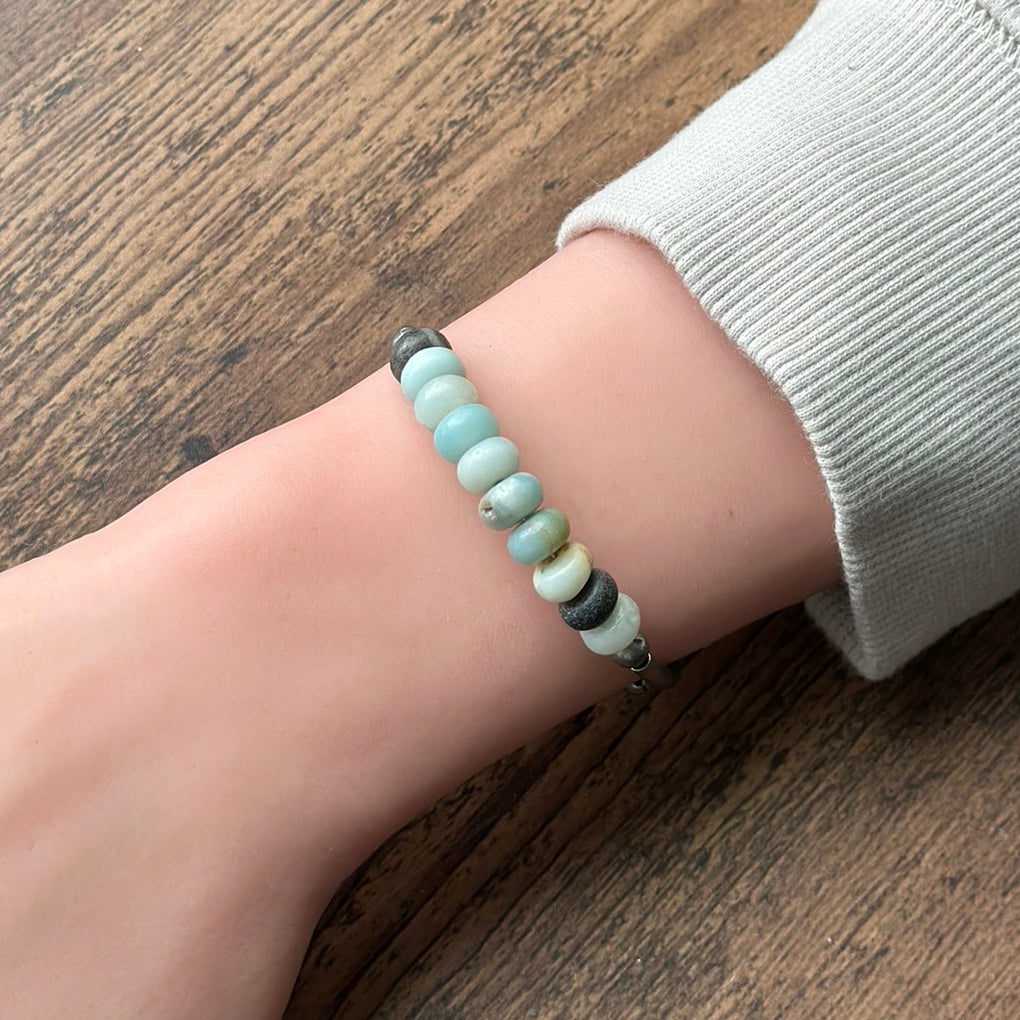 Blue Horizon - Amazonite and Antique Silver Bracelet