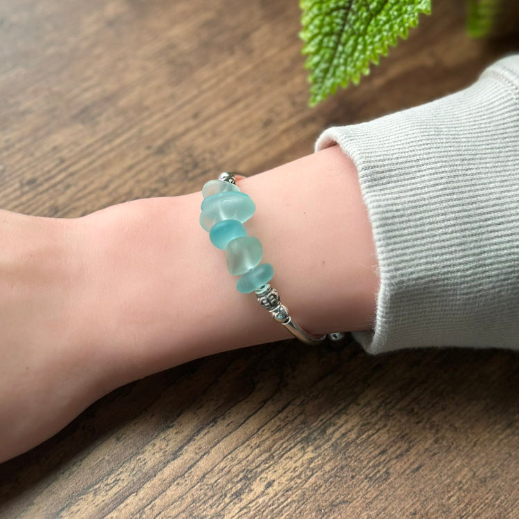 Blue Mix Nugget Sea Glass Bracelet