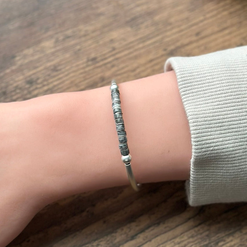 Satin Silver Labradorite - "Transformation" Bracelet