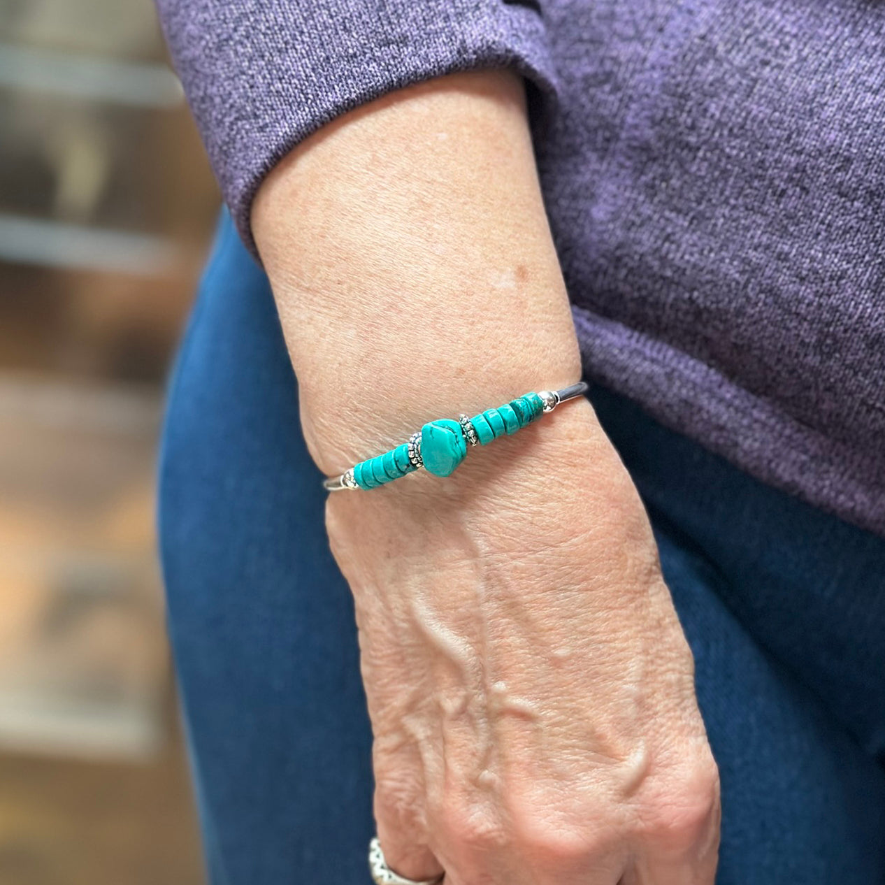 Turquoise Nugget Solitaire Bracelet