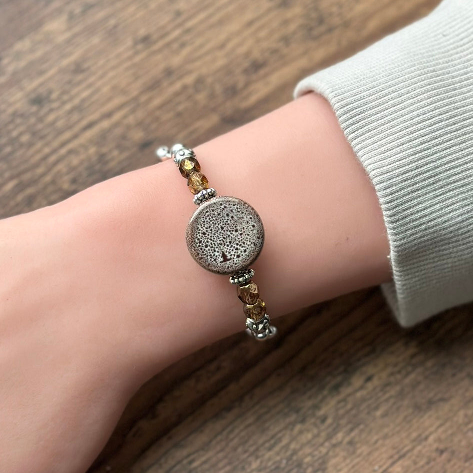 Brown Ceramic Rounds Solitaire Bracelet