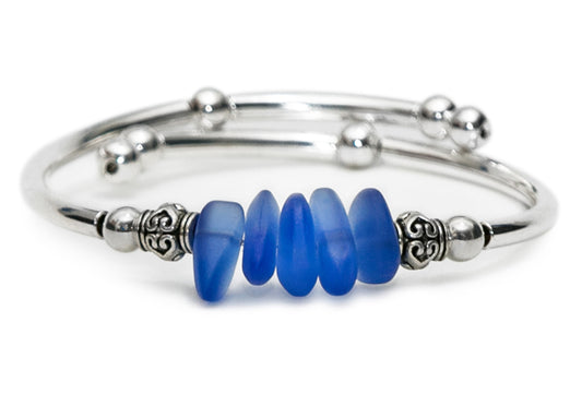 Royal Blue Nugget Sea Glass Bracelet