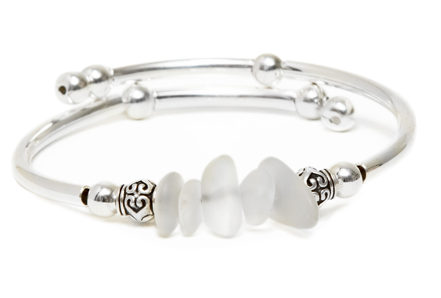 Clear Nugget Sea Glass Bracelet