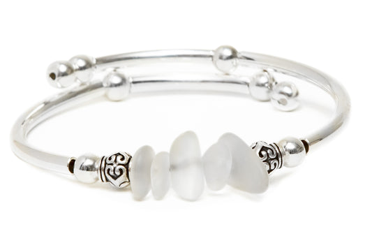 Clear Nugget Sea Glass Bracelet