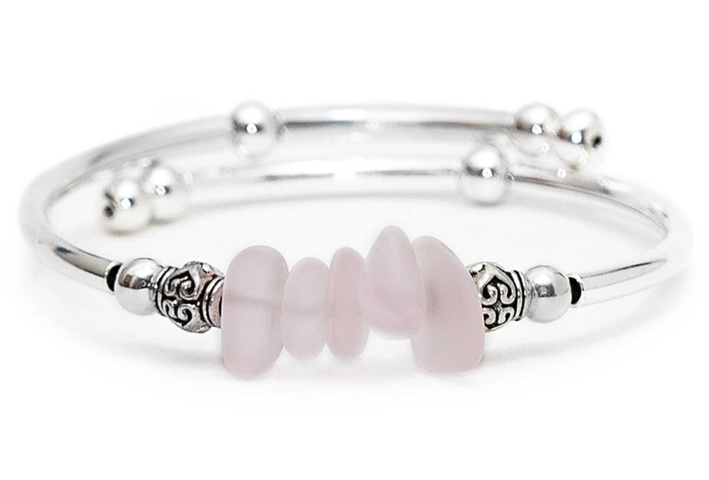 Soft Pink Nugget Sea Glass Bracelet