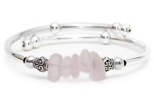 Soft Pink Nugget Sea Glass Bracelet