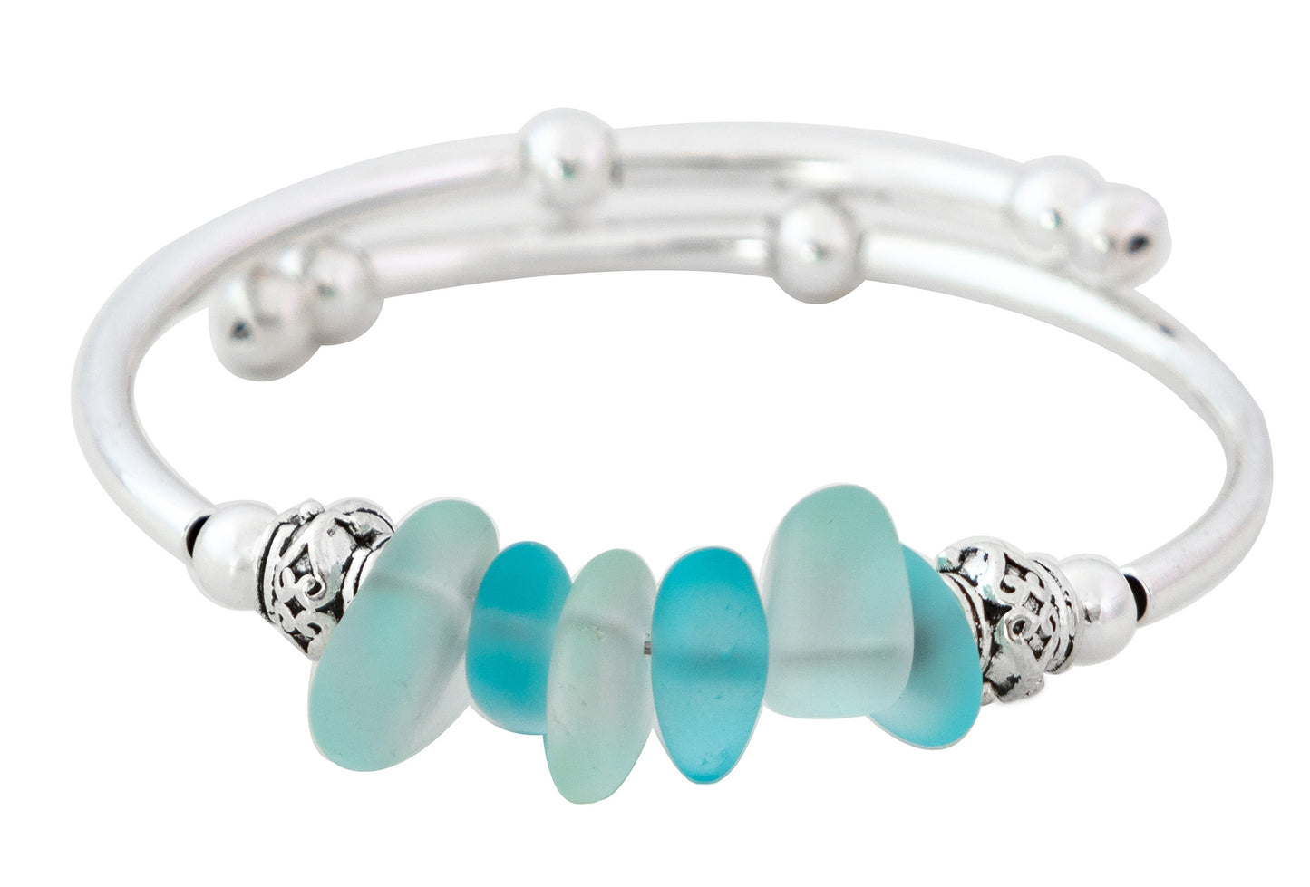 Blue Mix Nugget Sea Glass Bracelet