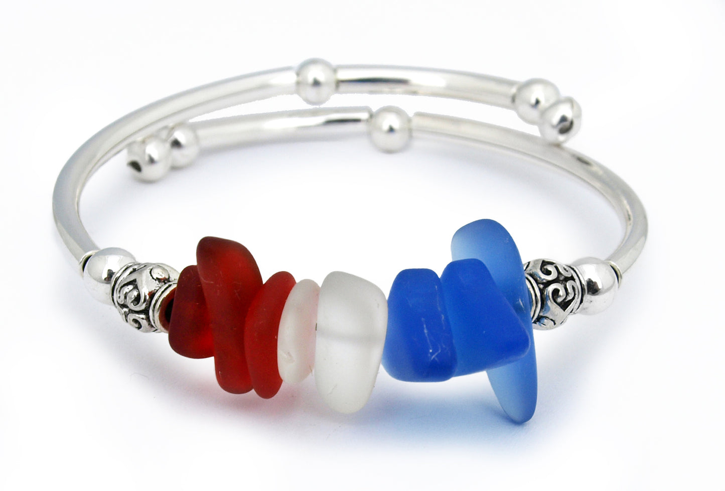Patriotic Nugget Sea Glass Bracelet