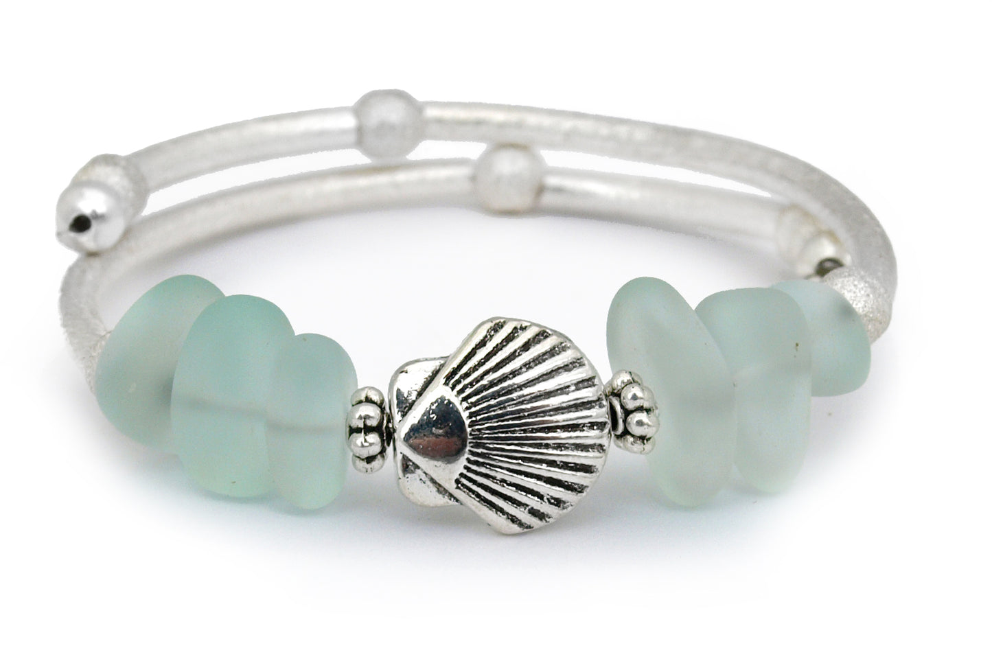 Coke Nugget & Shell Charm Sea Glass Bracelet