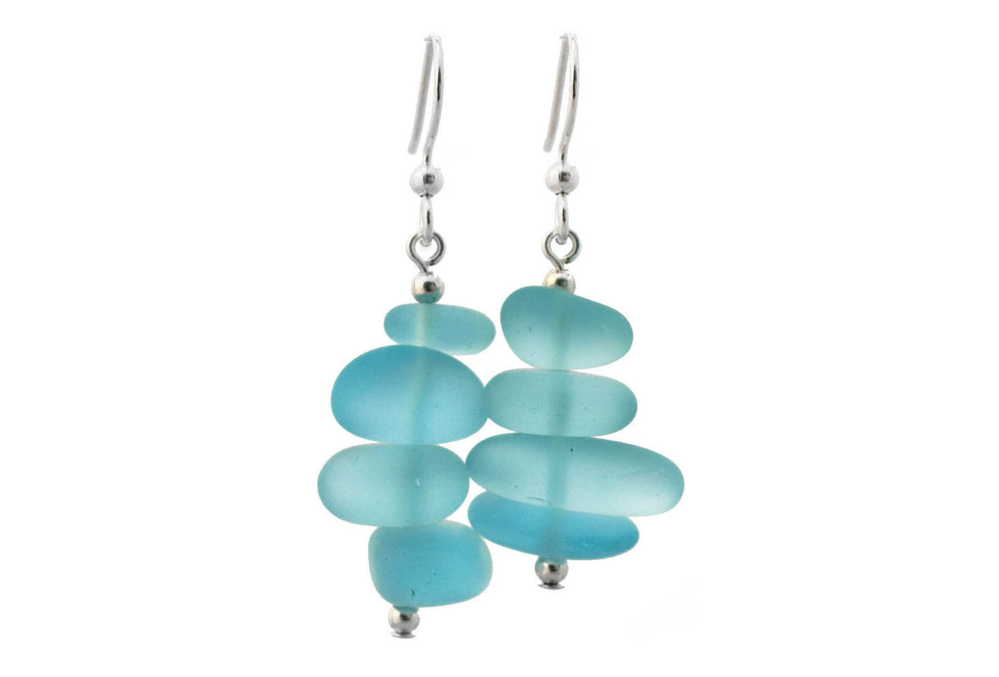 Aqua Sea Glass Drop Earrings