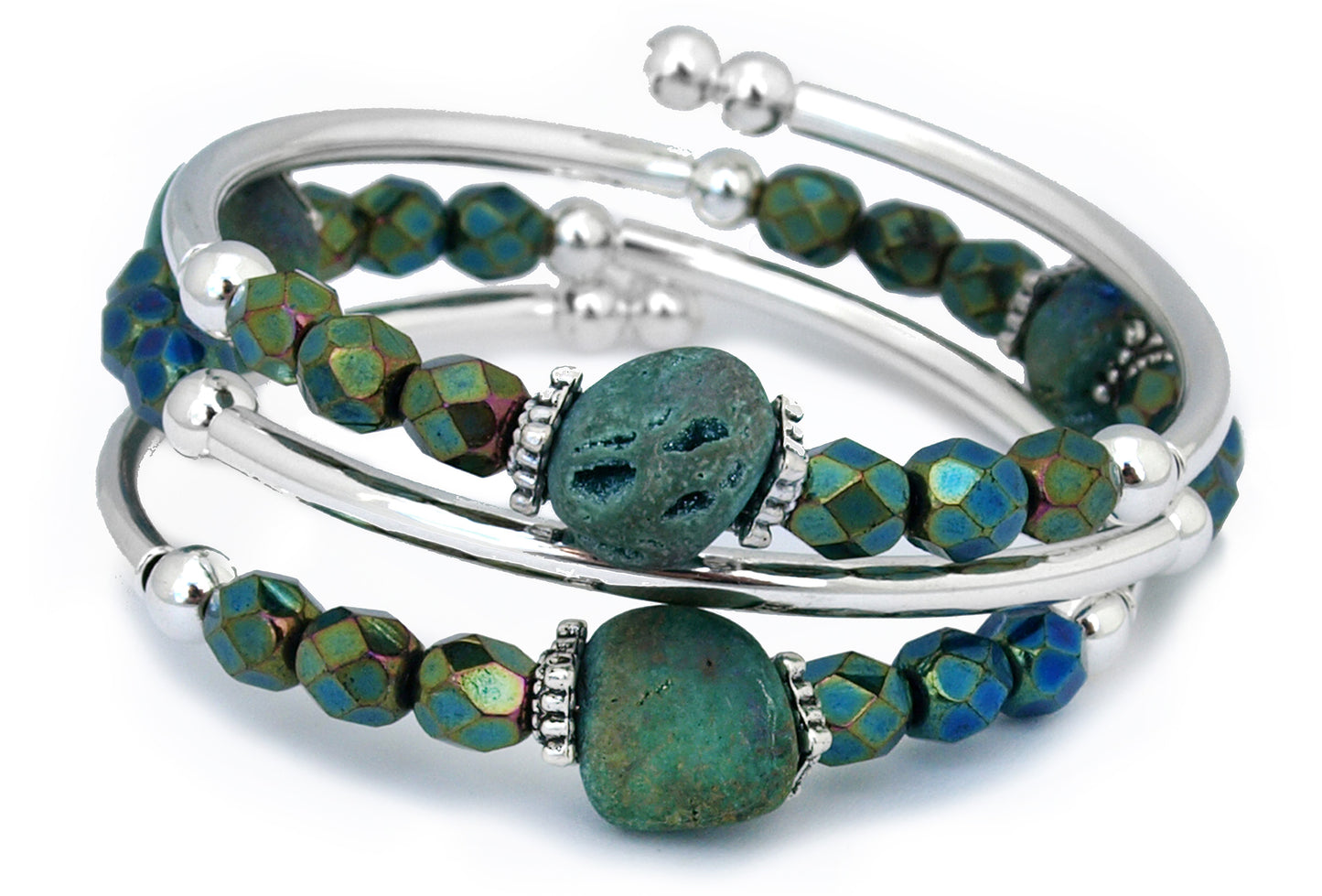 Dragonfly - Green Druzy Bracelet