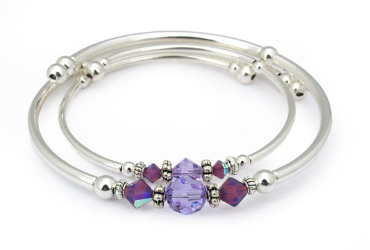 Purple Crystal Duet Bracelets