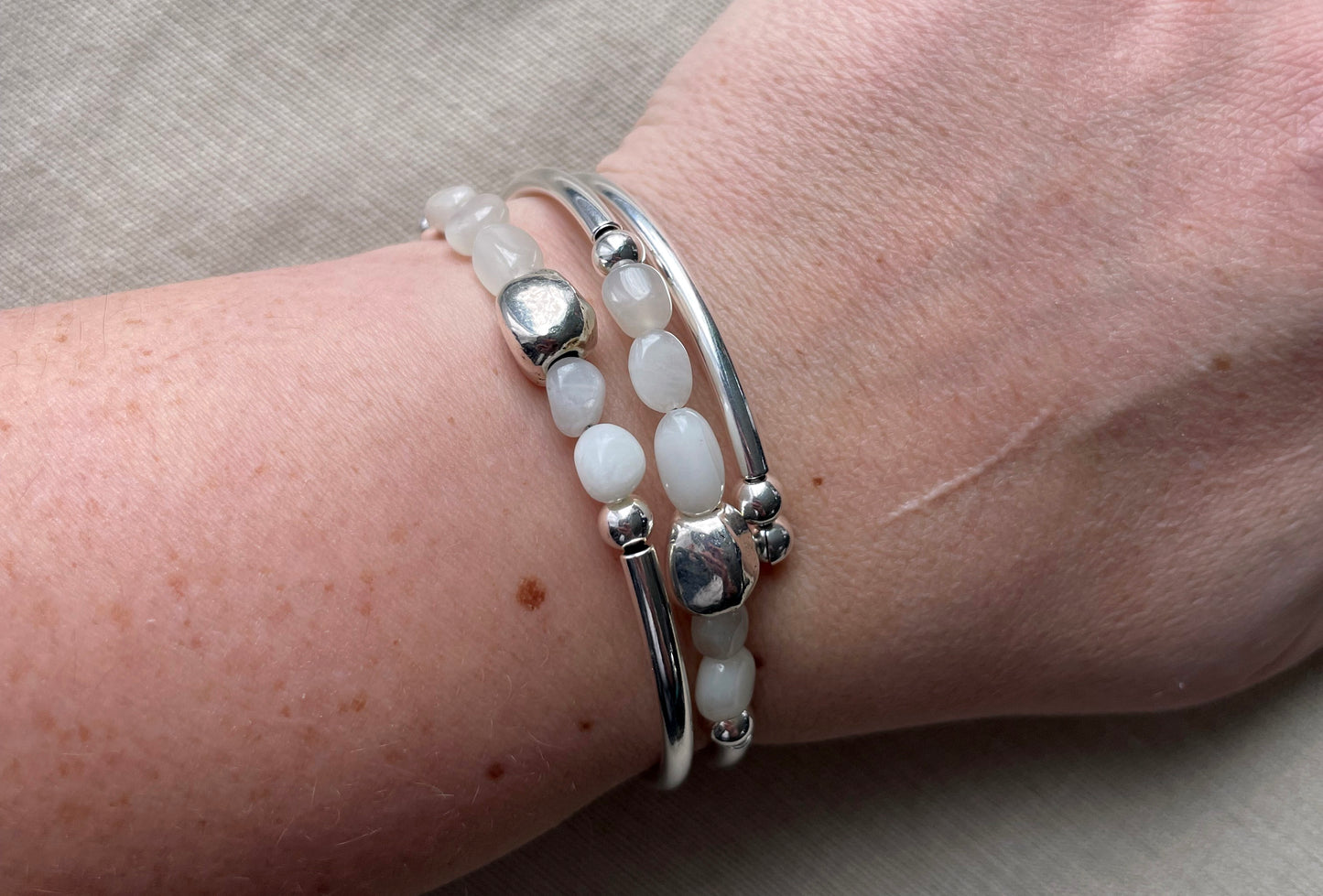 Moonrise - Moonstone Tumbled Nugget Bracelet
