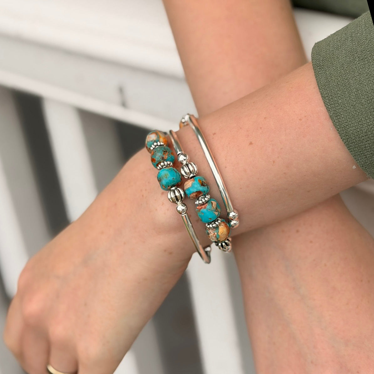 Santa Fe – Blue & Brown Agate Bracelet