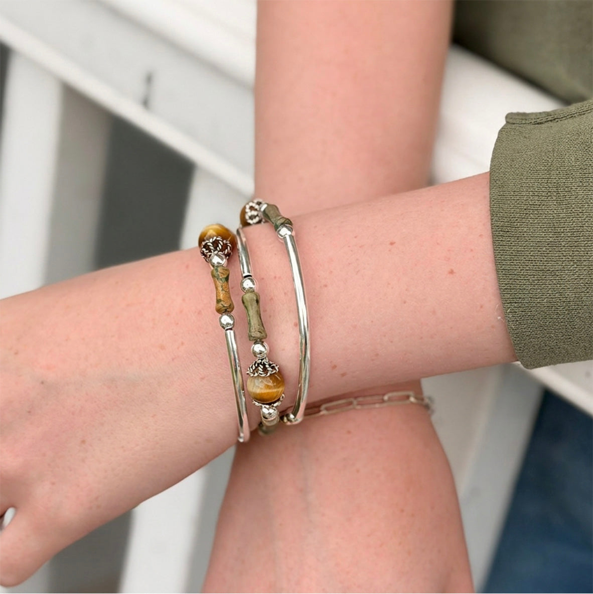 Goldenrod - Yellow Tiger Eye and Verdite Bracelet