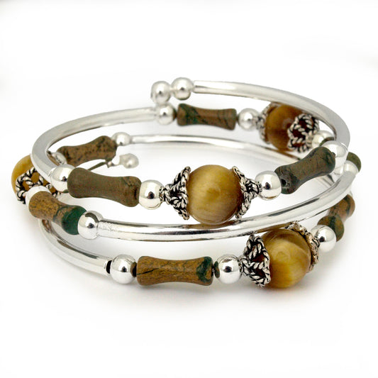 Goldenrod - Yellow Tiger Eye and Verdite Bracelet