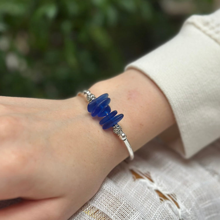 Royal Blue Nugget Sea Glass Bracelet