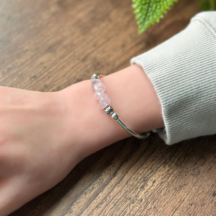 Soft Pink Nugget Sea Glass Bracelet