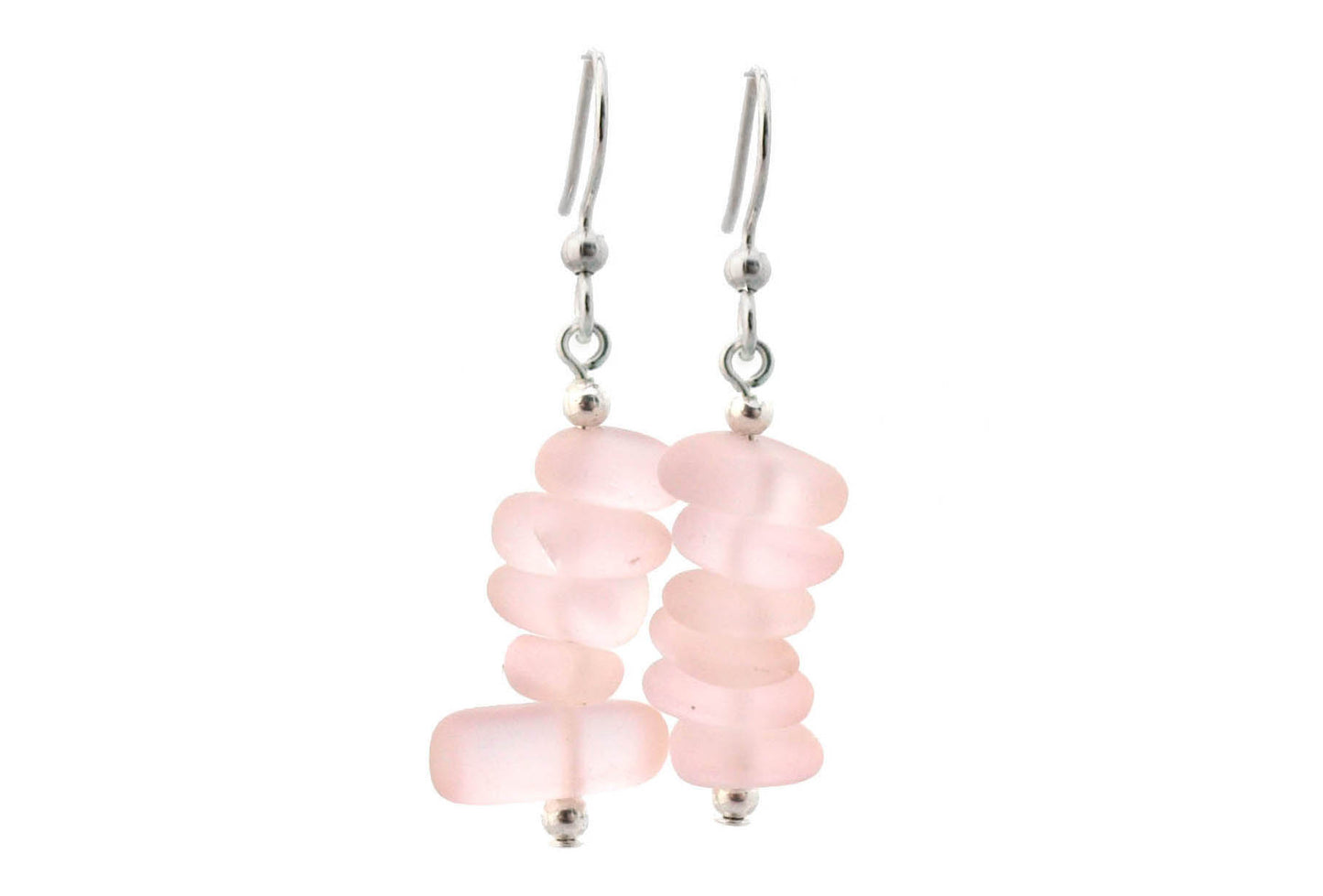 Pink Sea Glass Drop Earrings
