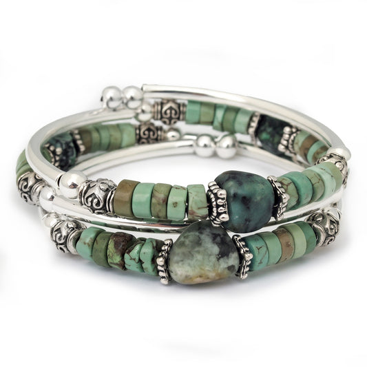 Sagegrass - African Turquoise nugget/Heishi Bracelet