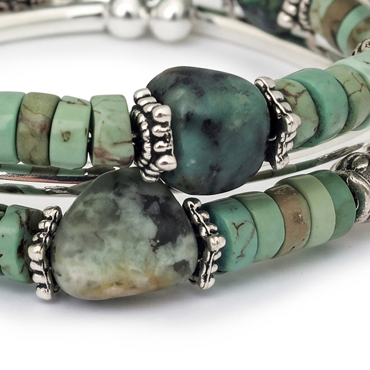 Sagegrass - African Turquoise nugget/Heishi Bracelet