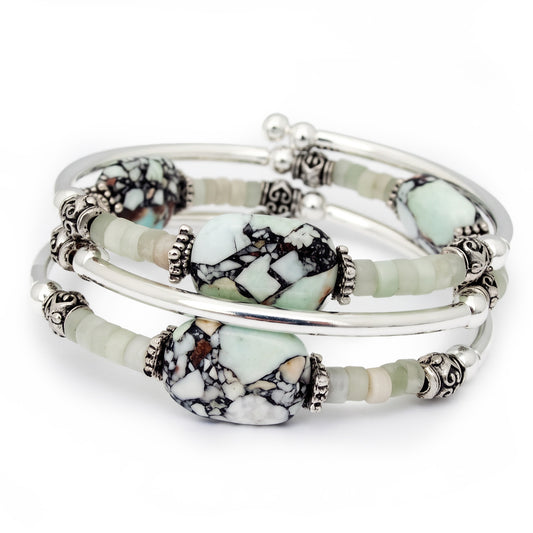 Terrazzo - Light Green Composite Turquoise Mosaic Bracelet