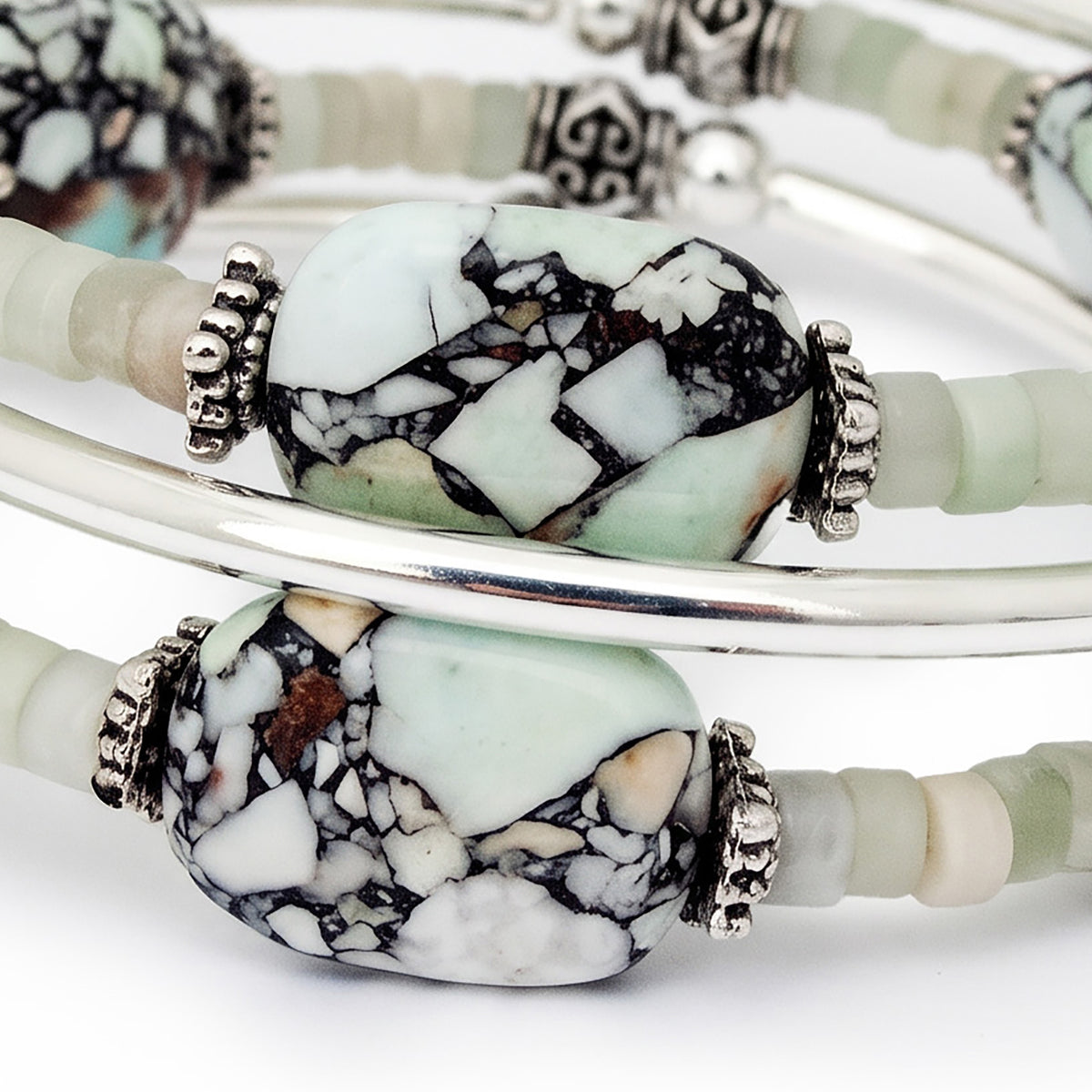 Terrazzo - Light Green Composite Turquoise Mosaic Bracelet