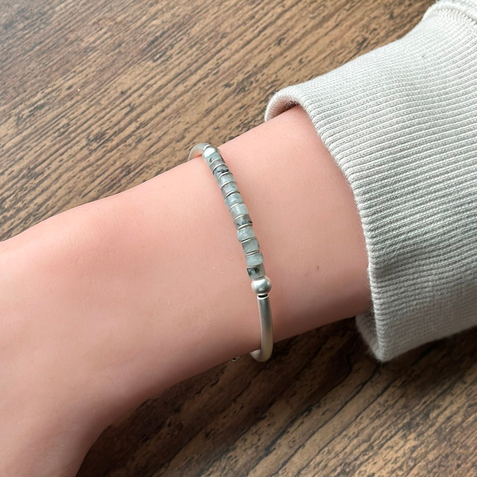 Satin Silver Sesame Jasper - "Wholeness" Bracelet