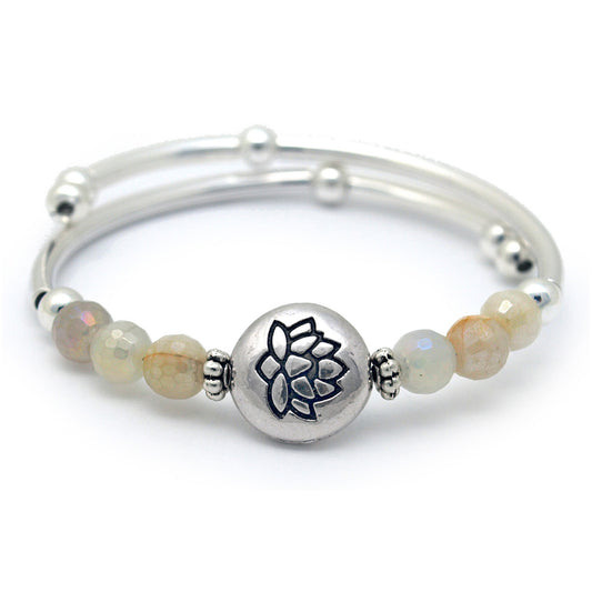 Cool Lotus - Silver Lotus & Moonstone Bracelet