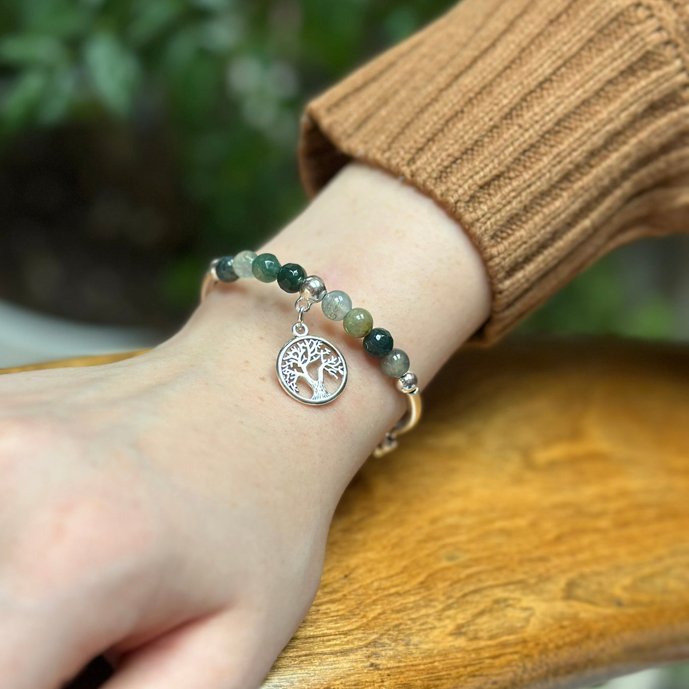 Tree of Life Moss Agate Bracelet