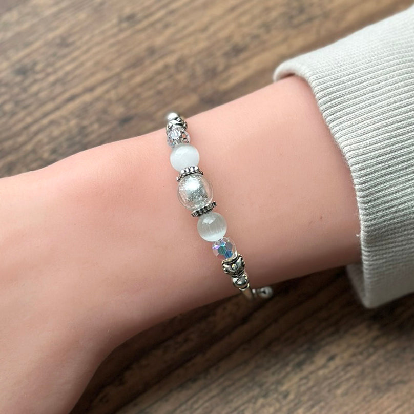 Silver Foil Glass Solitaire Bracelet
