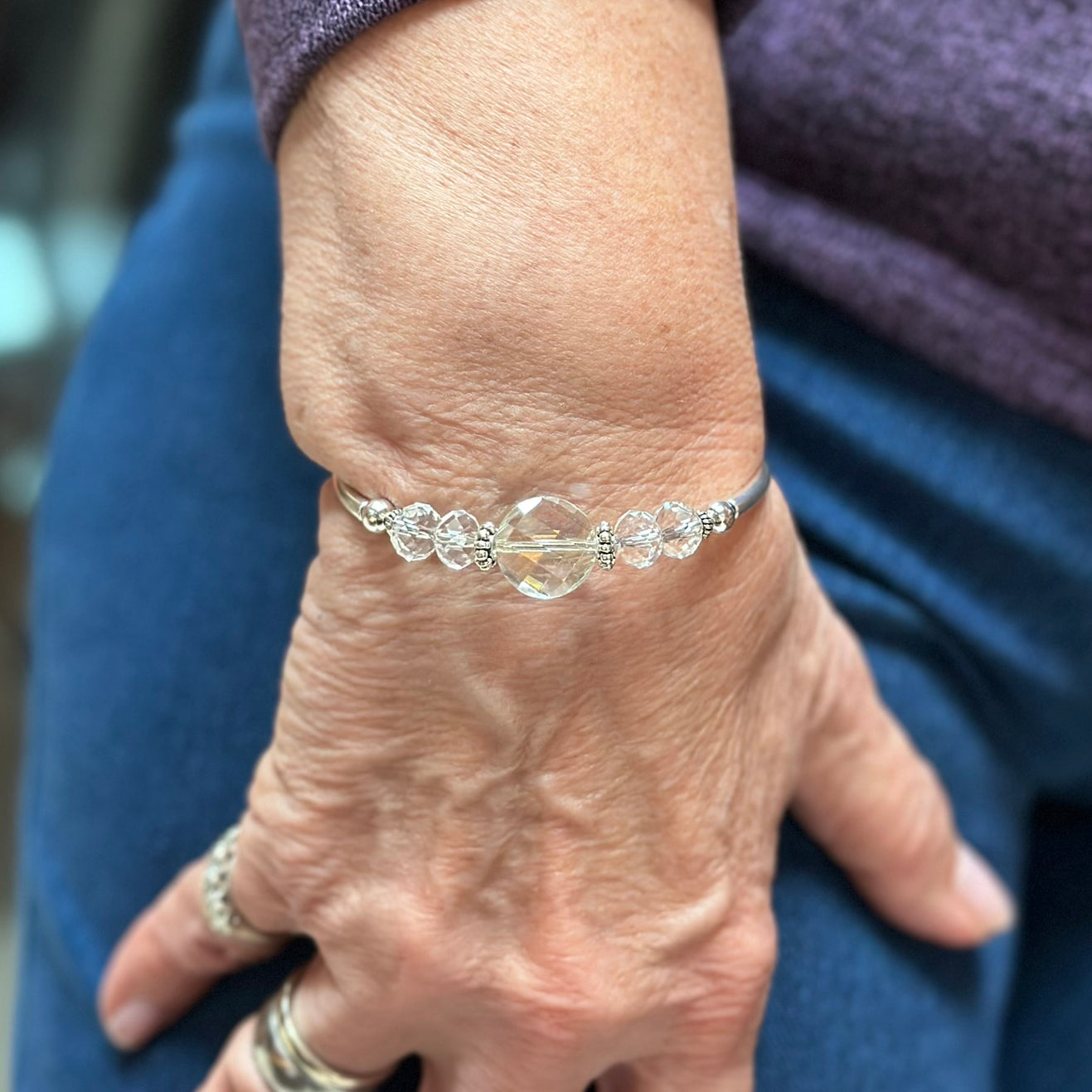 Twisted Luster Crystal Solitaire Bracelet