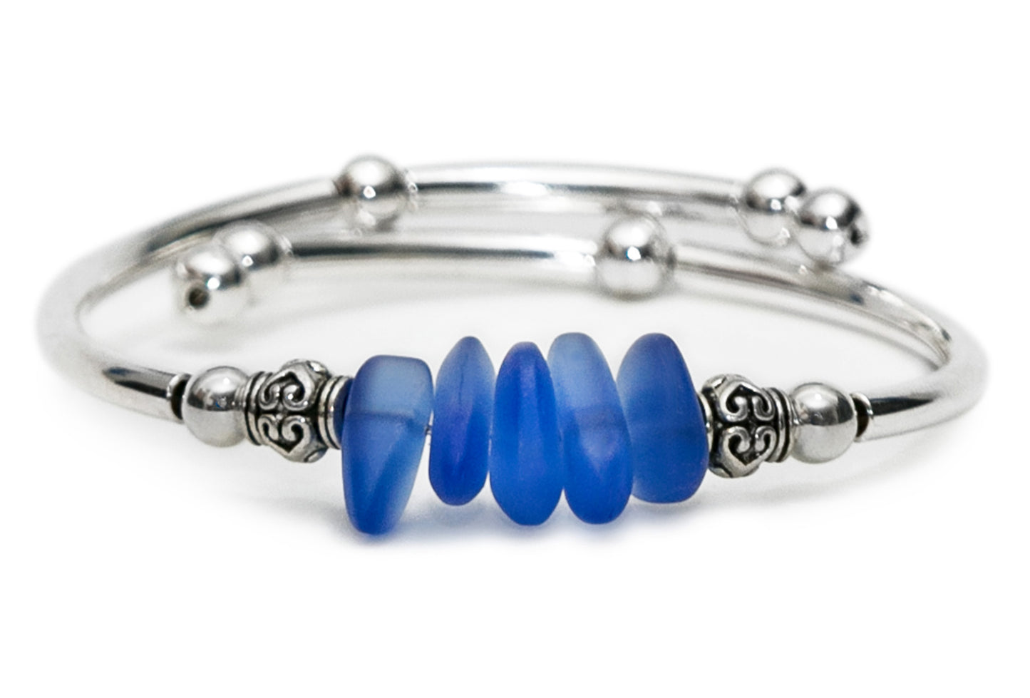 Royal Blue Nugget Sea Glass Bracelet