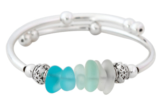 Blue Ombre Nugget Sea Glass Bracelet