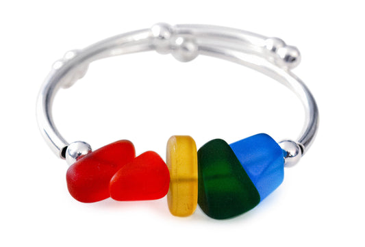 Rainbow Nugget Sea Glass Bracelet
