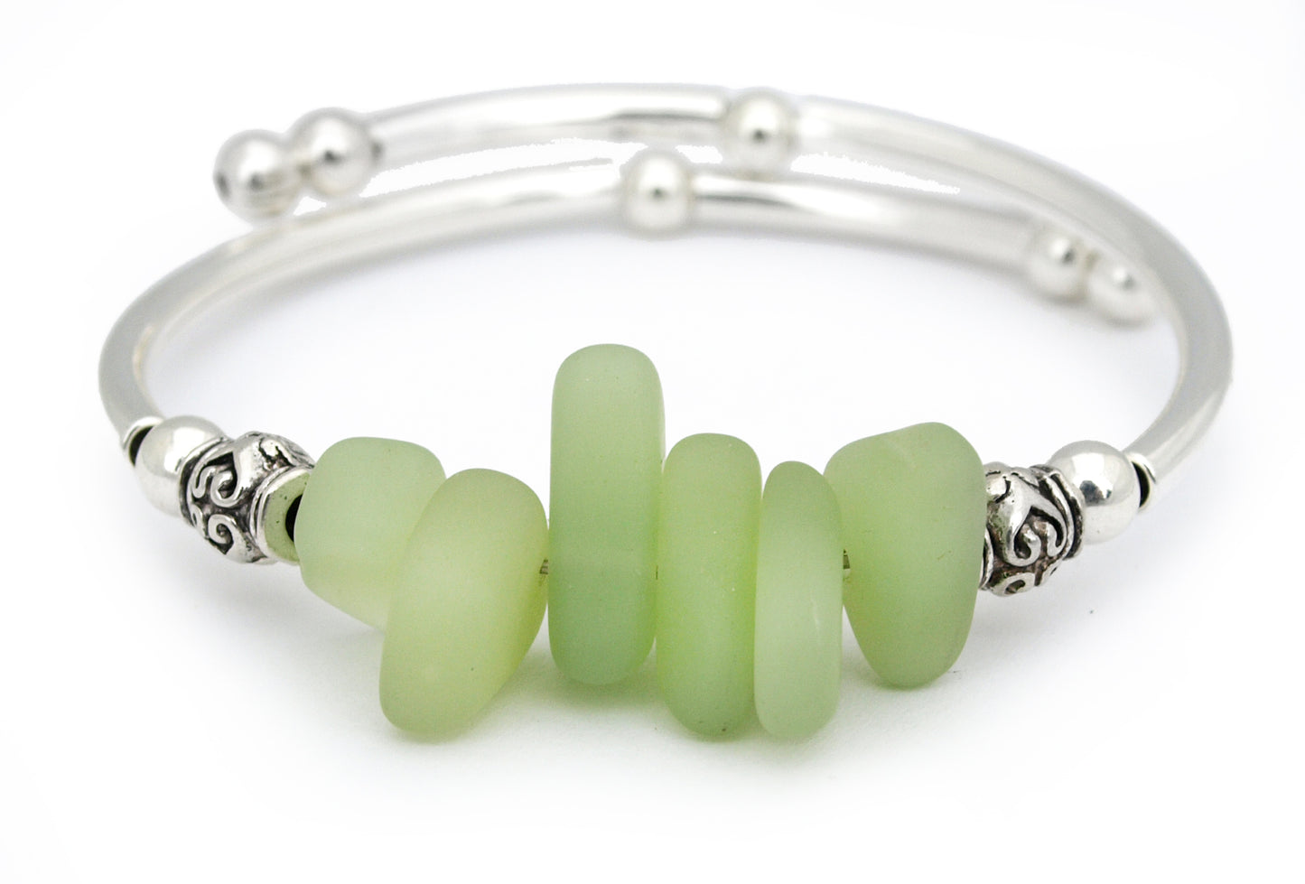 Spring Green Nugget Sea Glass Bracelet