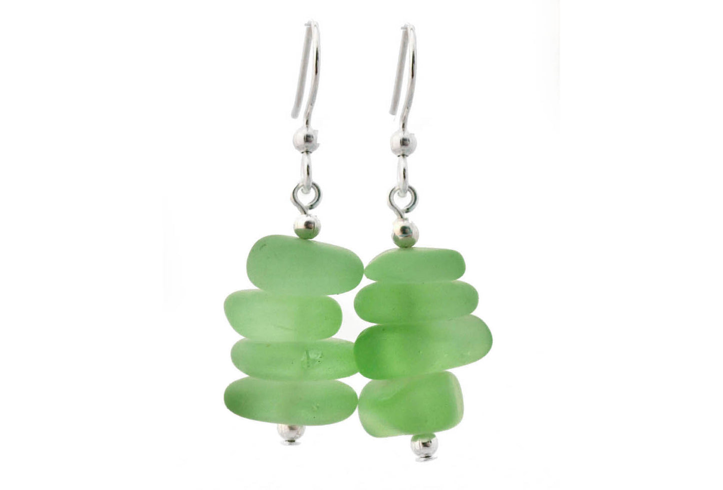 Peridot Green Sea Glass Drop Earrings