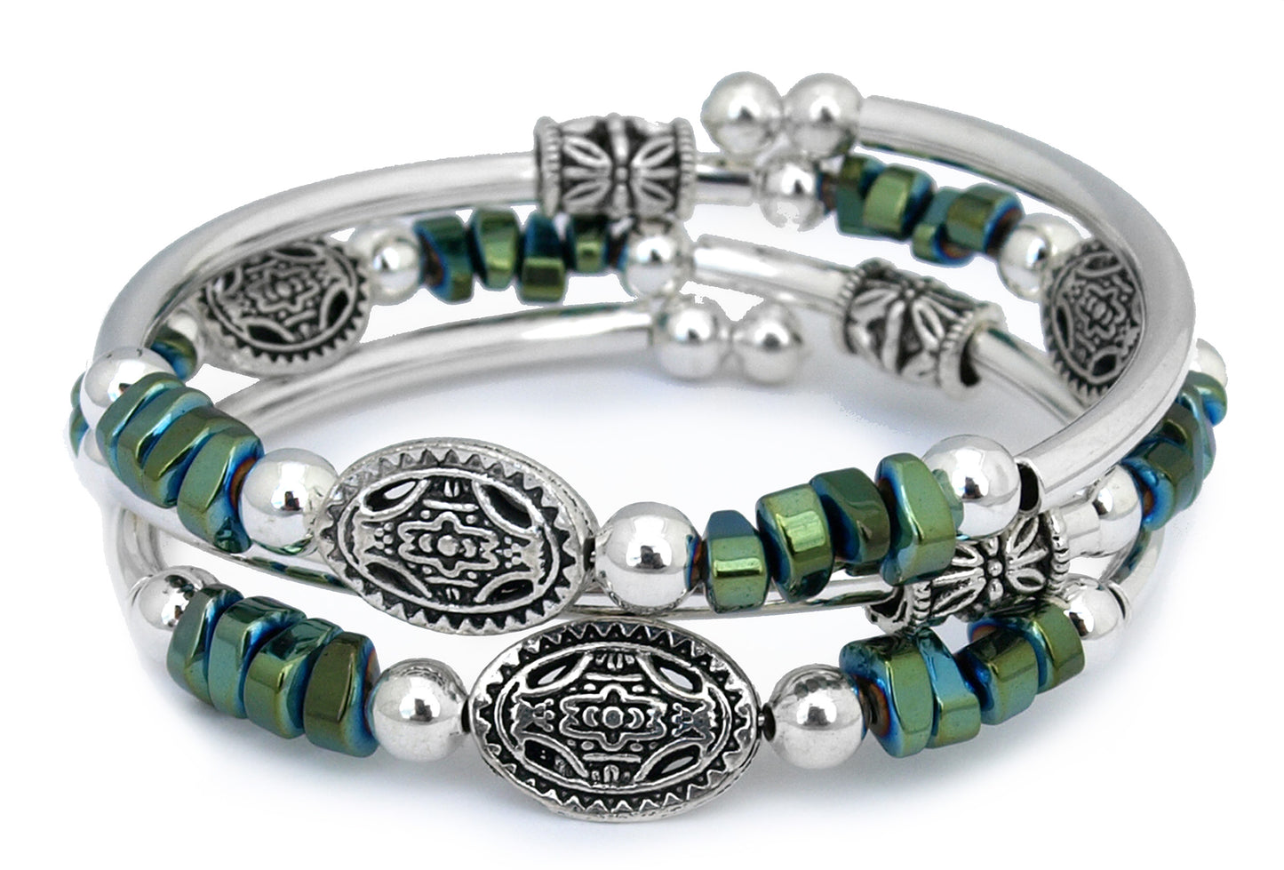 Nori - Green Electroplate Nugget Bracelet