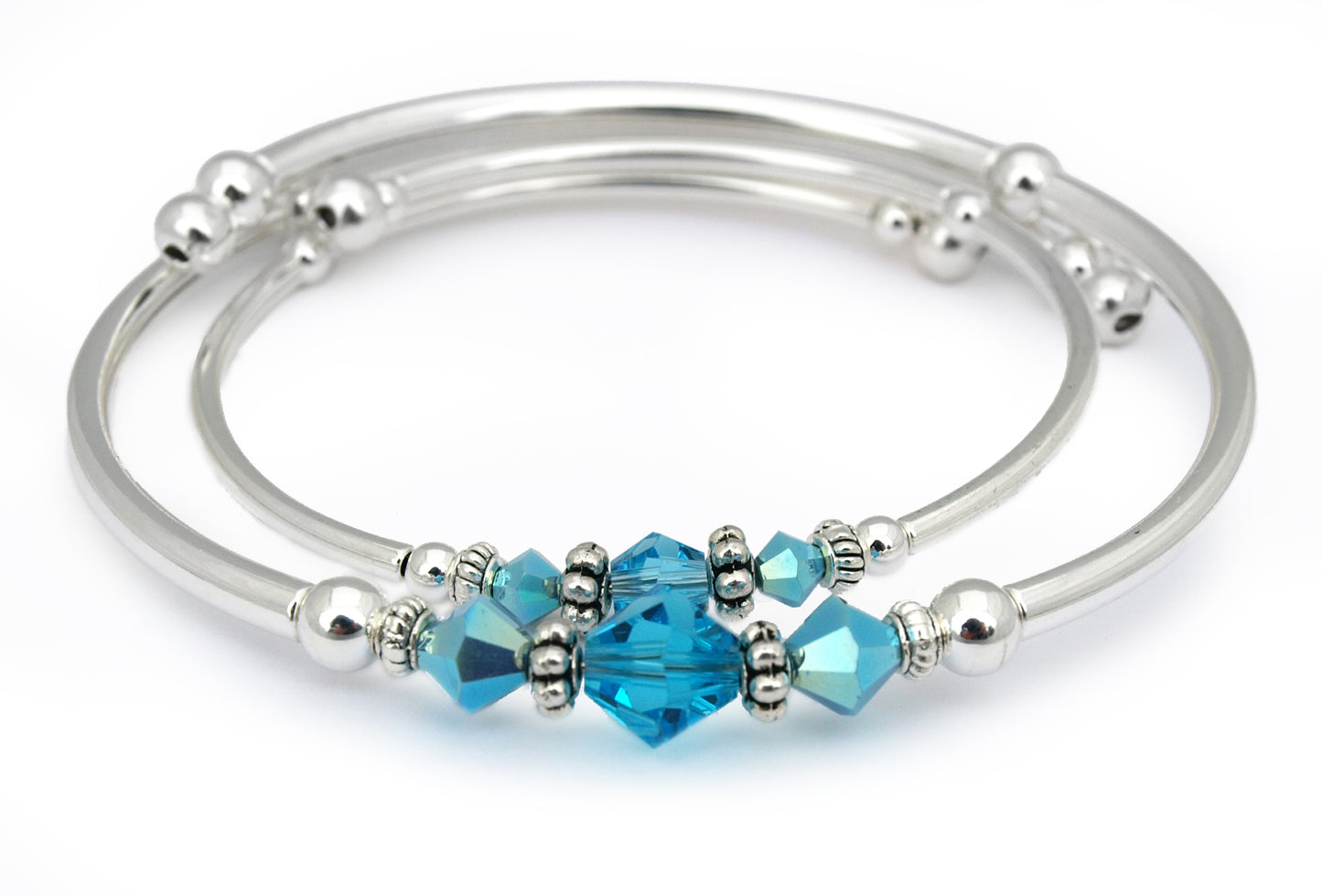 Aqua Crystal Duet Bracelets
