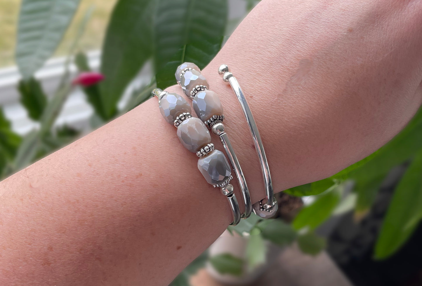 Peregrine - White Luster Glass Bracelet