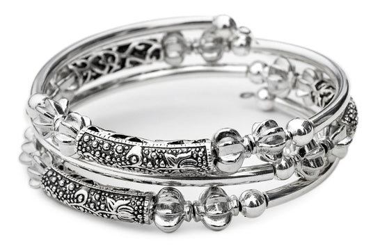 Ravenna - Adorned Silver Tube Bracelet
