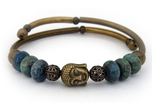Earth Buddha - Brass and Agate Bracelet
