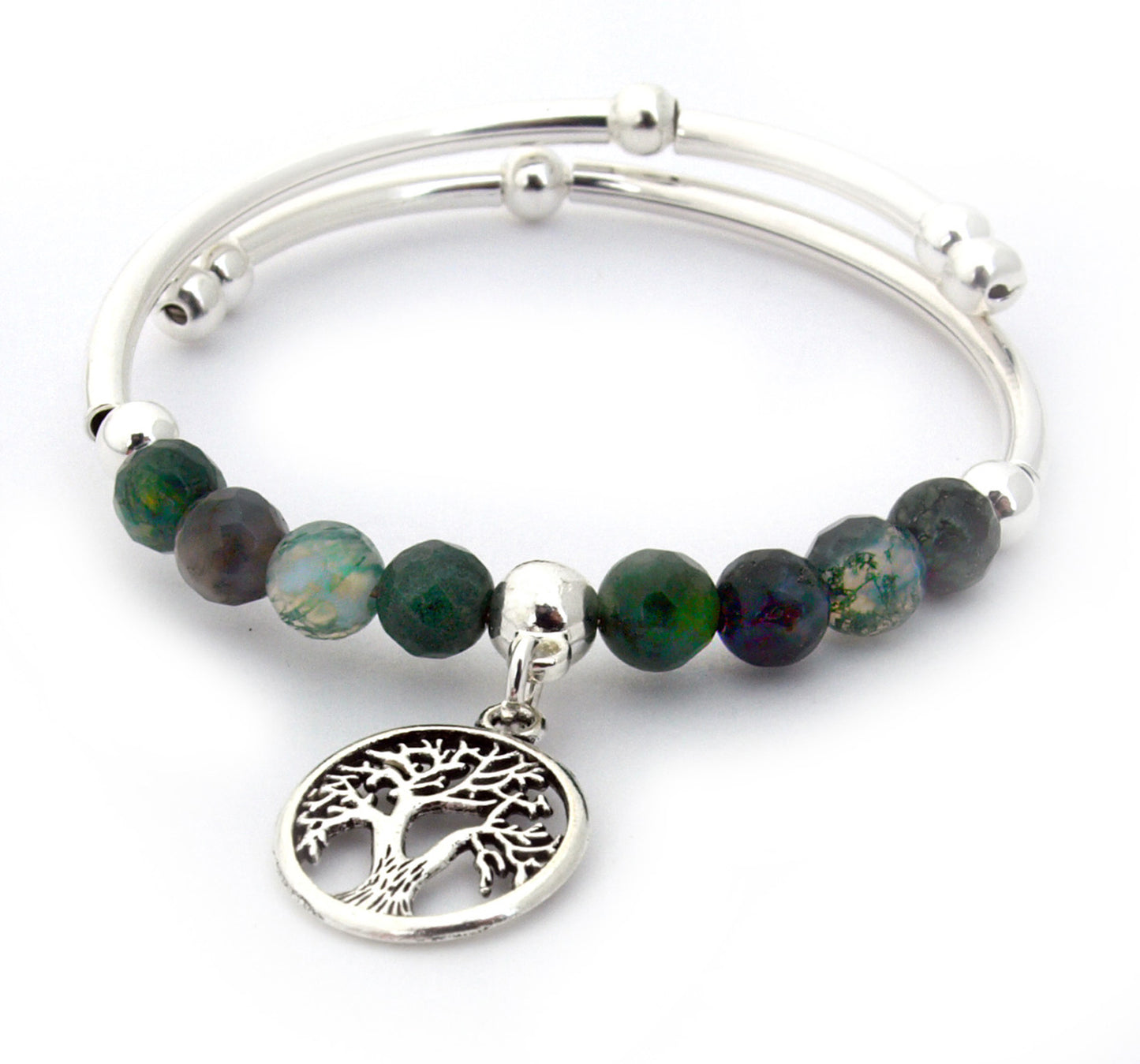 Tree of Life Moss Agate Bracelet